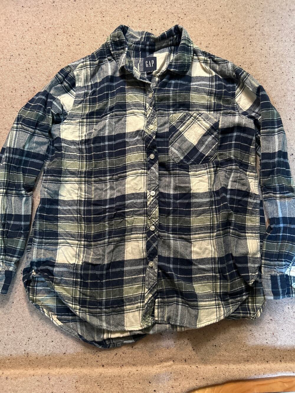 Gap Men's Flannel Large Navy Plaid Tartan Cabin Gorp Lumberjack